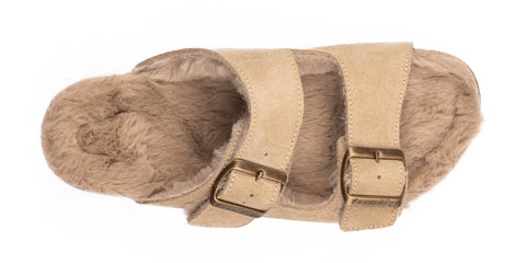 Padded Double Buckle Suede Sandals for Women