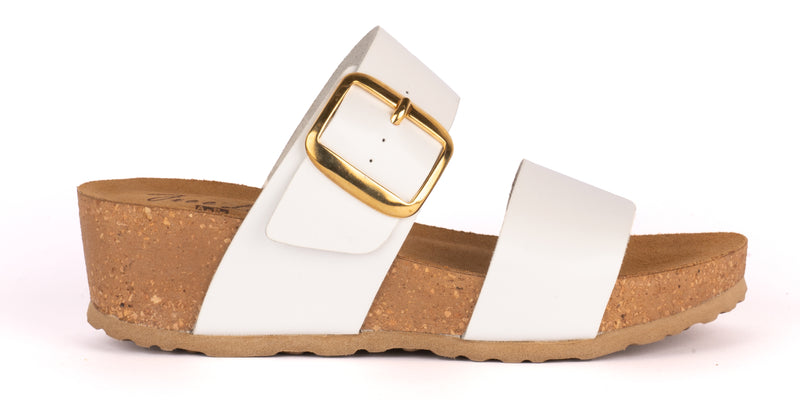 Double Band Wedge Sabot in Leather with Buckle