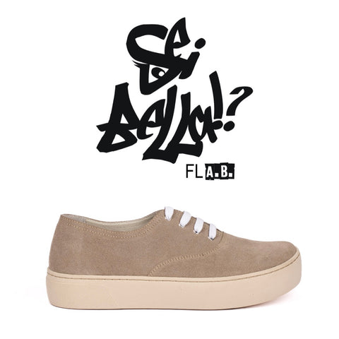 Sneaker donna con allacciatura in pelle scamosciata
