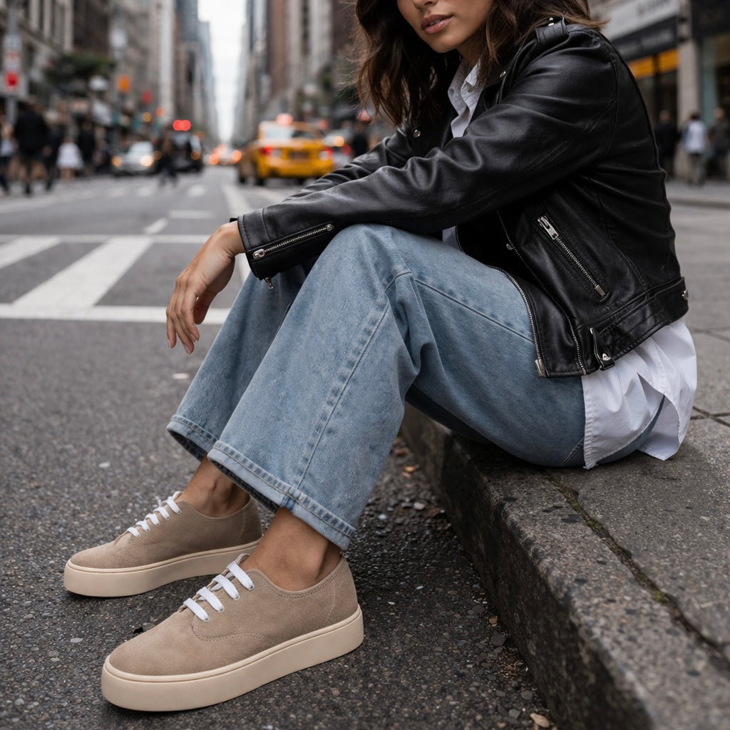 Women's Sneakers with Suede Lace-Up