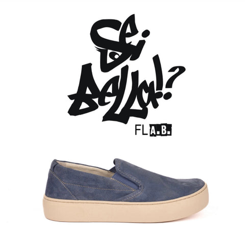 Sneaker donna con doppio elastico in pelle scamosciata
