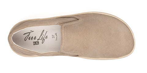 Sneaker donna con doppio elastico in pelle scamosciata