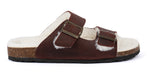 Double buckle padded leather sandals in women's sizes