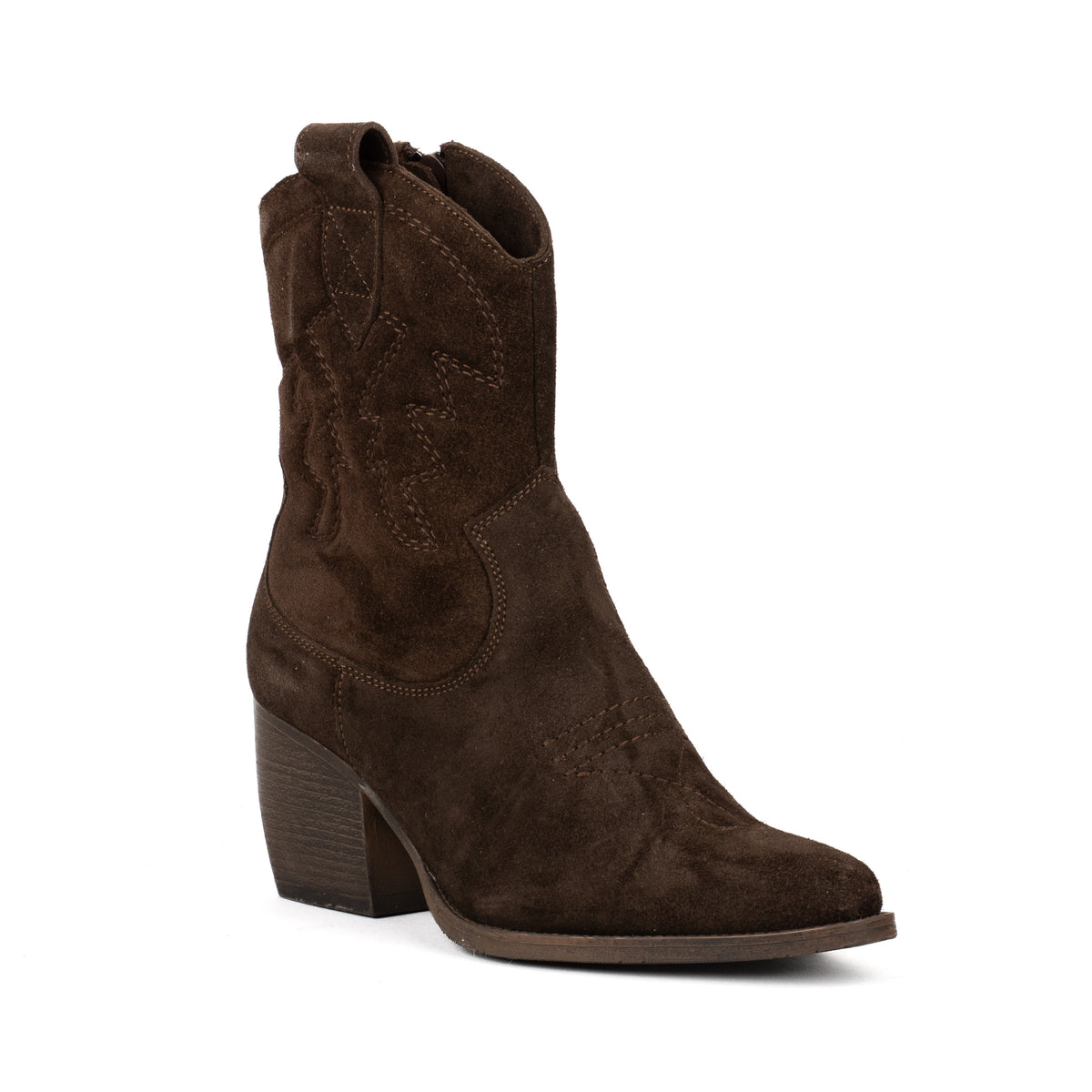 Ankle boot texani ricamati in pelle scamosciata