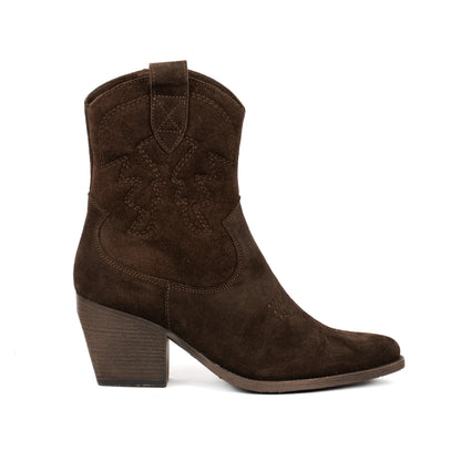 Ankle boot texani ricamati in pelle scamosciata