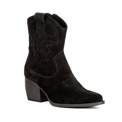Ankle boot texani ricamati in pelle scamosciata
