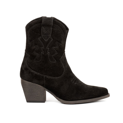 Ankle boot texani ricamati in pelle scamosciata