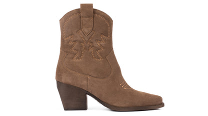 Embroidered Suede Western Ankle Boots