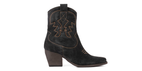 Ankle boot texani ricamati in pelle scamosciata