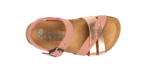 Sandalo Bambina Pelle Laminata con Cinturino Velcro  e Fibbia