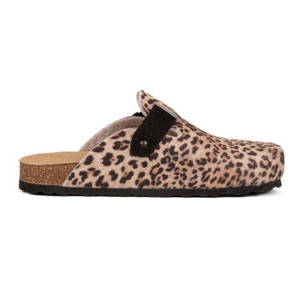 Sabot Clog Donna in Feltro Stampa Leopardata