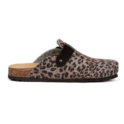 Sabot Clog Donna in Feltro Stampa Leopardata