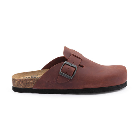 Sabot Clog in Pelle Ingrassata Con Plantare Morbido 8 mm