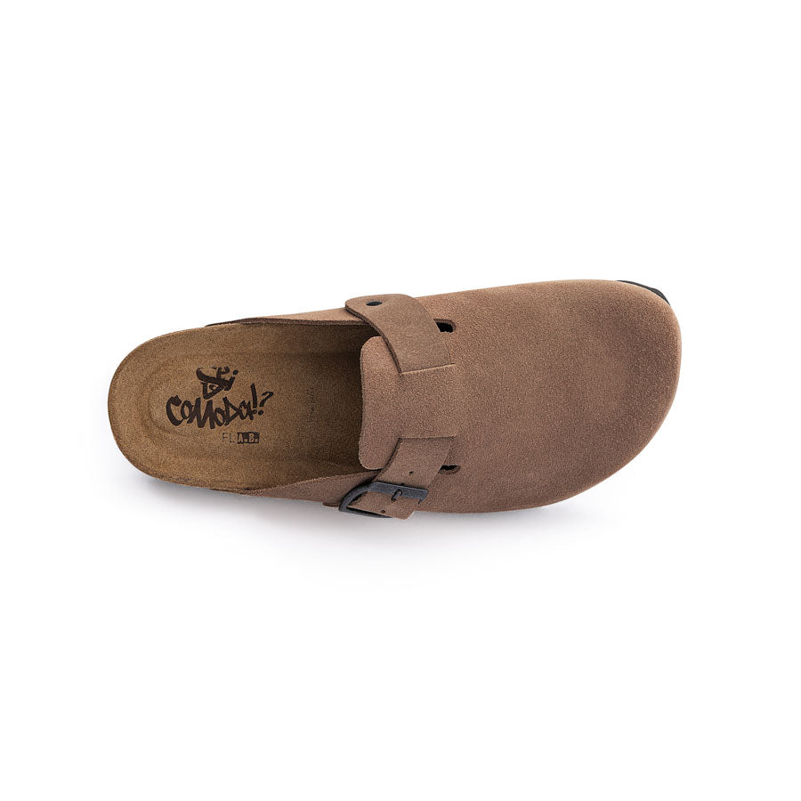 Sabot Clog in Pelle Scamosciata Con Plantare Morbido