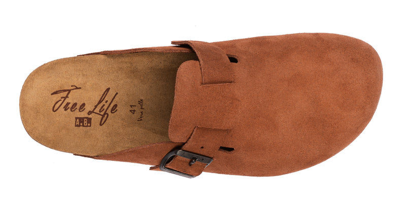 Sabot clog donna in pelle scamosciata