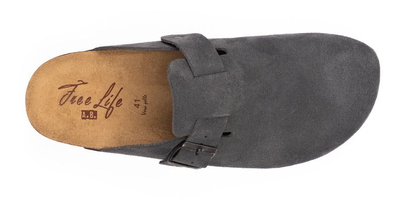 Sabot clog uomo in pelle scamosciata