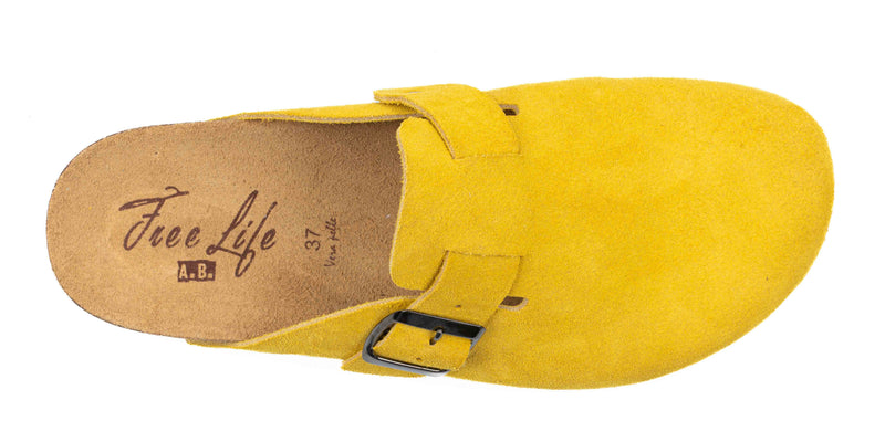 Sabot clog donna in pelle scamosciata