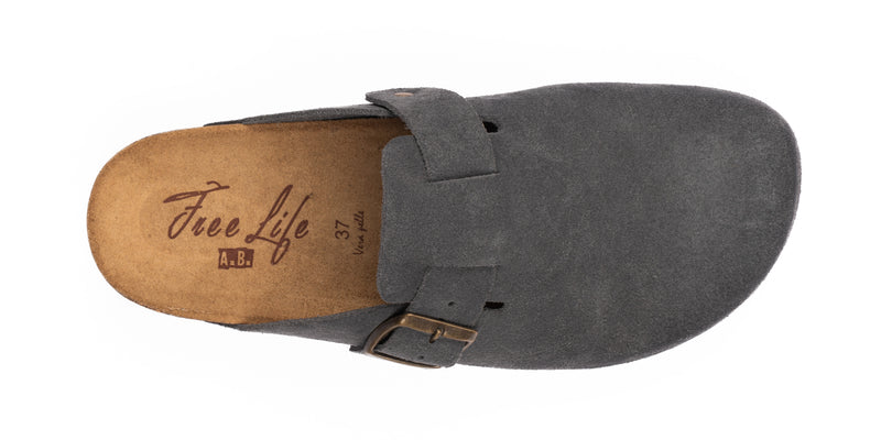 Sabot clog donna in pelle scamosciata