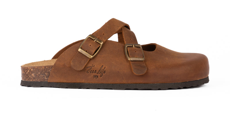 Sabot chiuso donna in pelle con cinturini incrociati