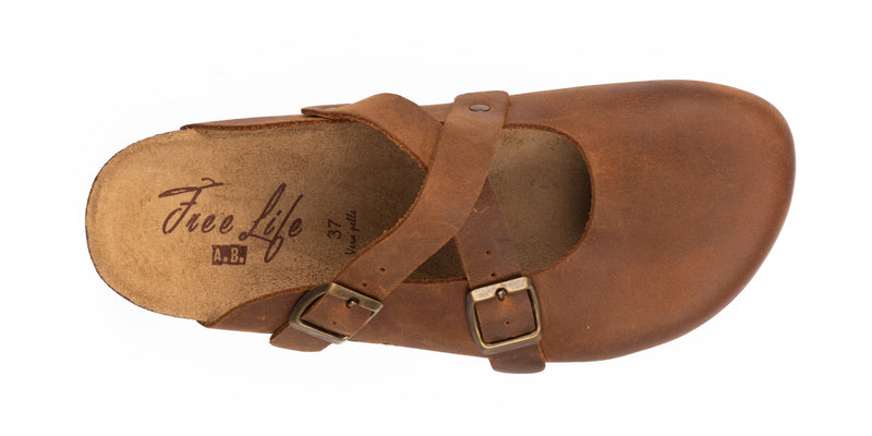 Sabot chiuso donna in pelle con cinturini incrociati