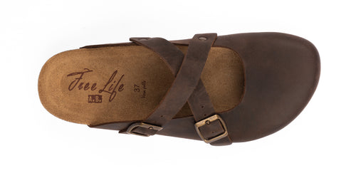 Sabot chiuso donna in pelle con cinturini incrociati
