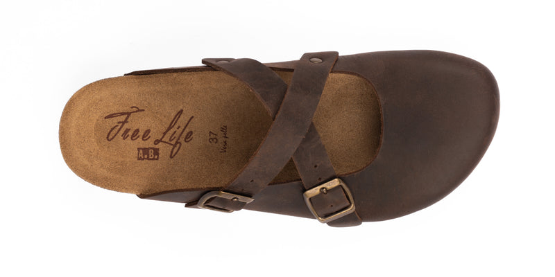 Sabot chiuso donna in pelle con cinturini incrociati
