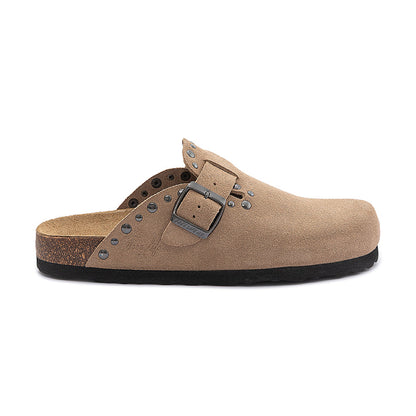 Sabot Donna Pelle Scamosciata con Borchie