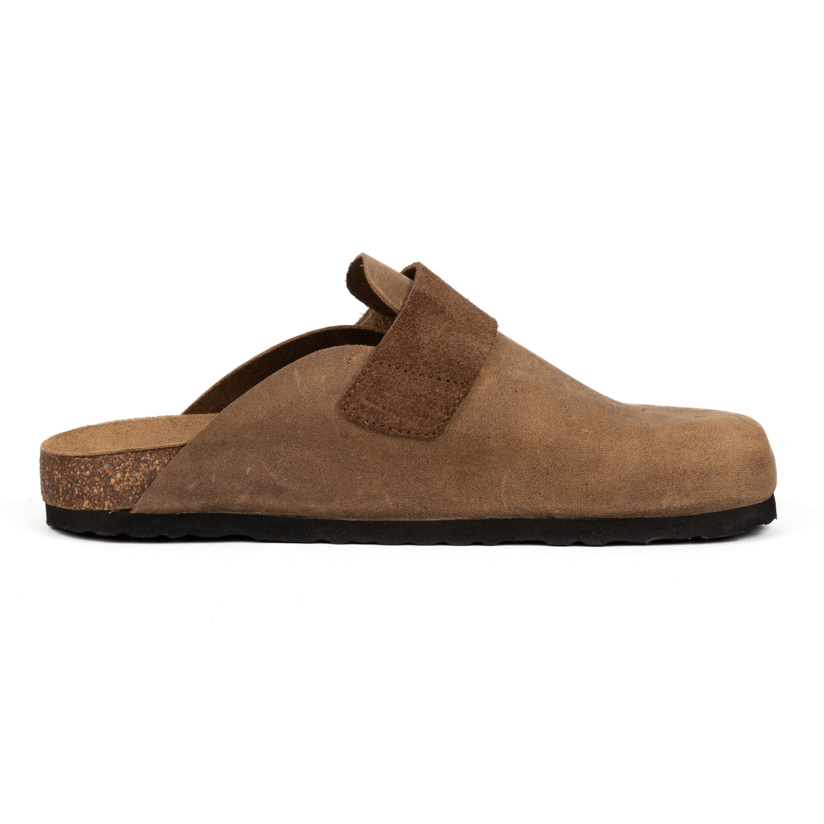Sabot Clog in Pelle Ingrassata con Velcro