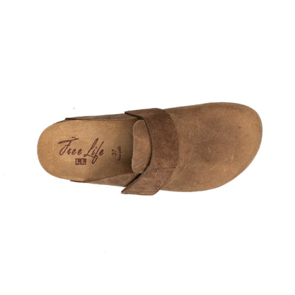 Sabot Clog in Pelle Ingrassata con Velcro