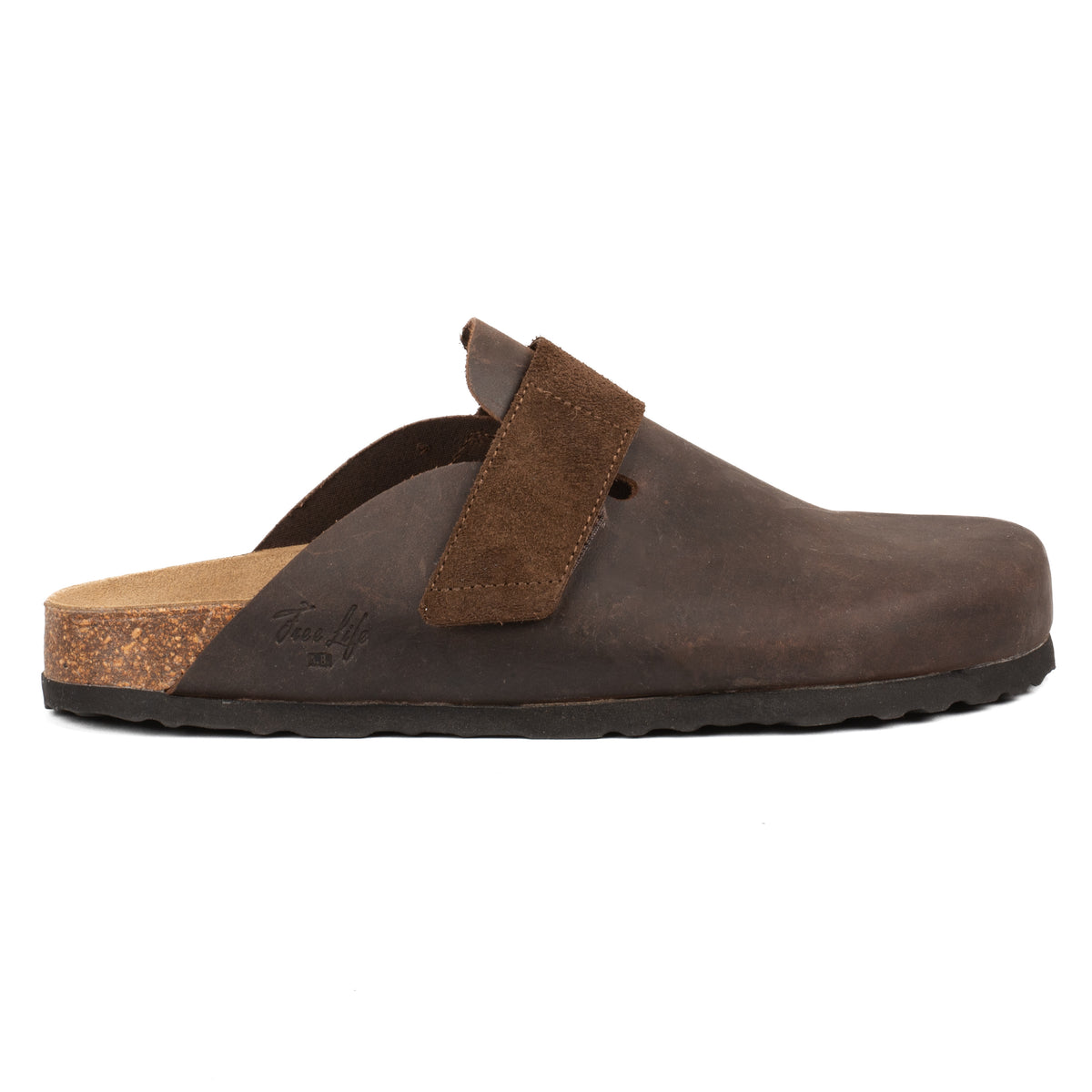 Sabot Clog in Pelle Ingrassata con Velcro