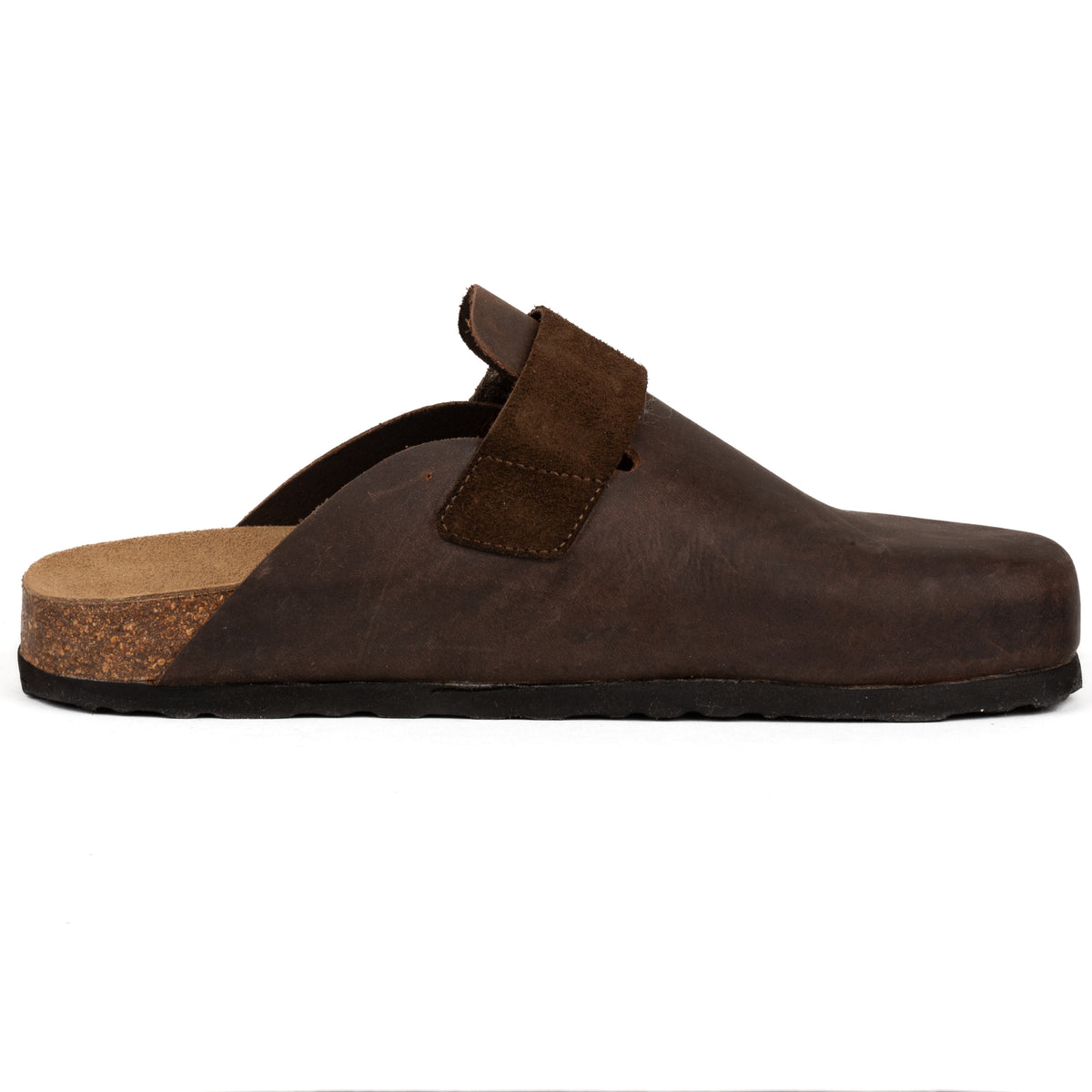 Sabot Clog in Pelle Ingrassata con Velcro