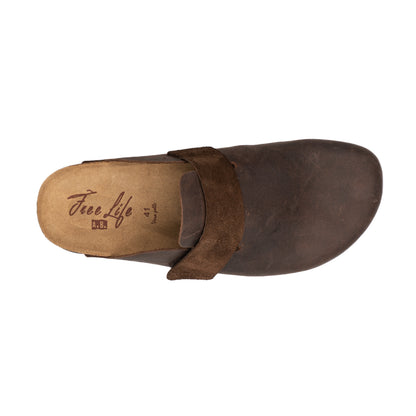Sabot Clog in Pelle Ingrassata con Velcro