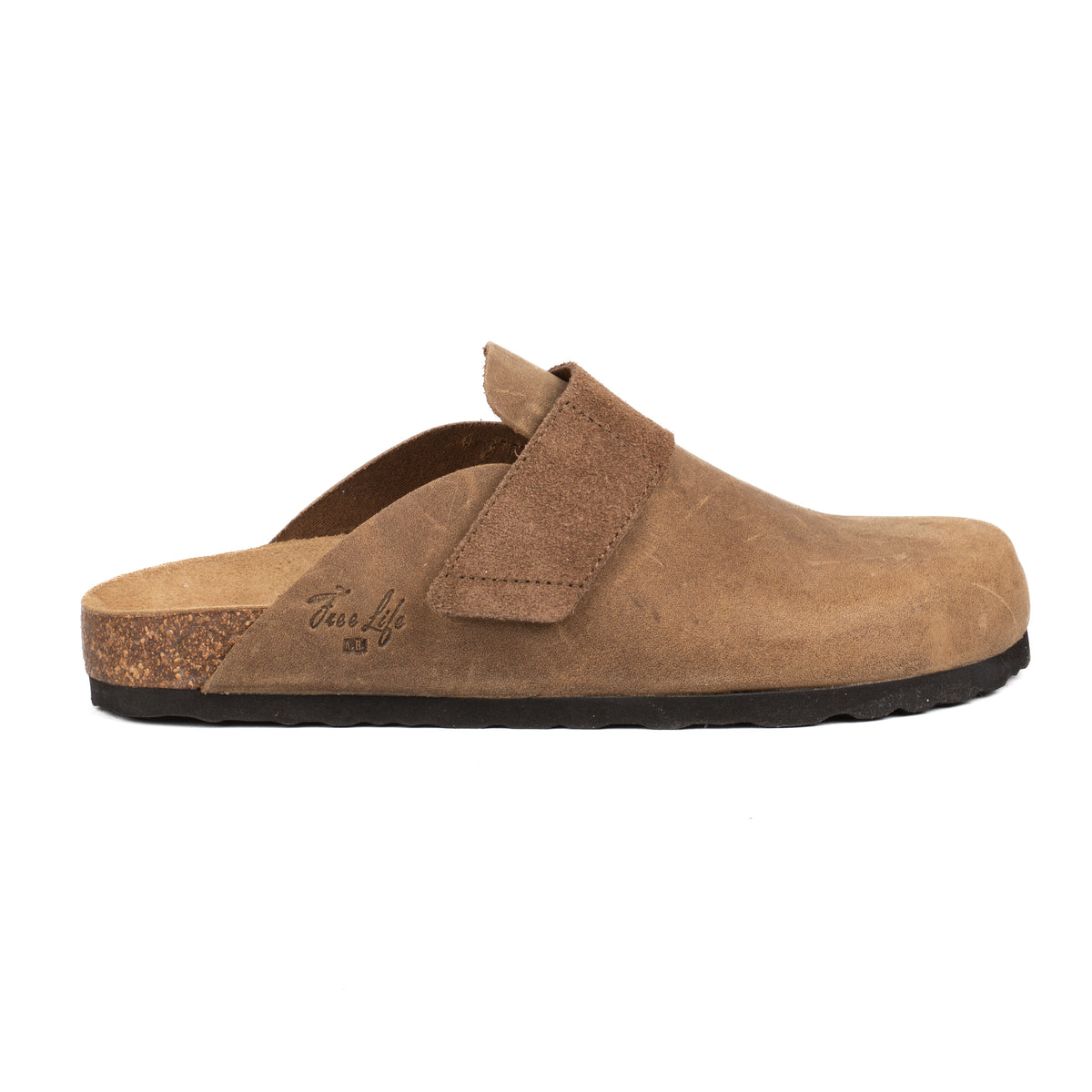 Sabot Clog in Pelle Ingrassata con Velcro