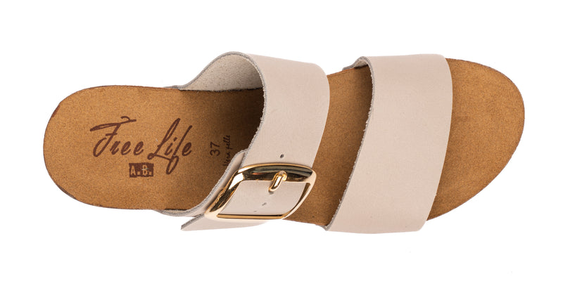 Sabot Zeppa Doppia Fascia in Pelle con Fibbia