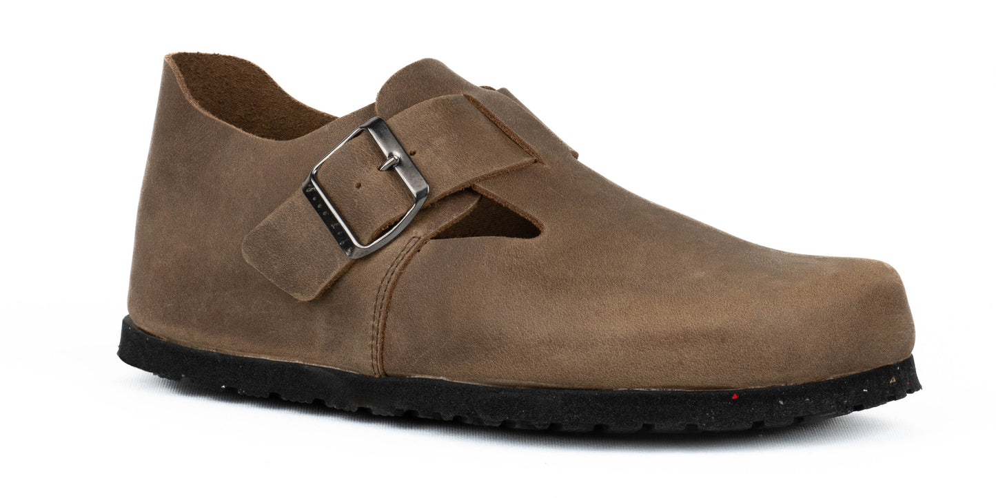 Sabot Donna Chiuso Pelle Ingrassata con Fibbia