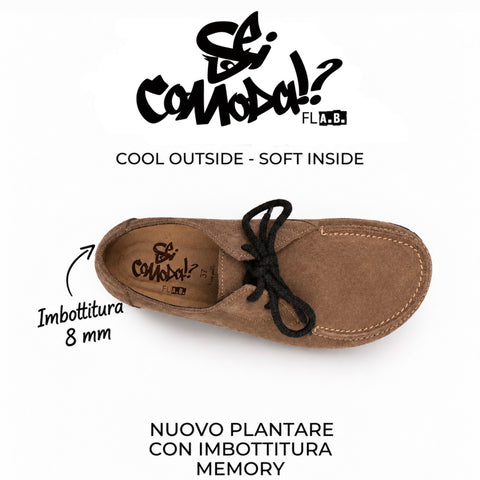 Scarpa Pelle Scamosciata con Plantare Morbido