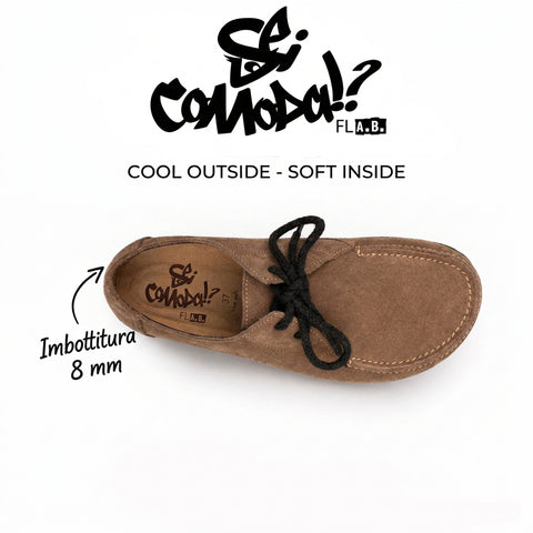 Scarpa Pelle Scamosciata con Plantare Morbido