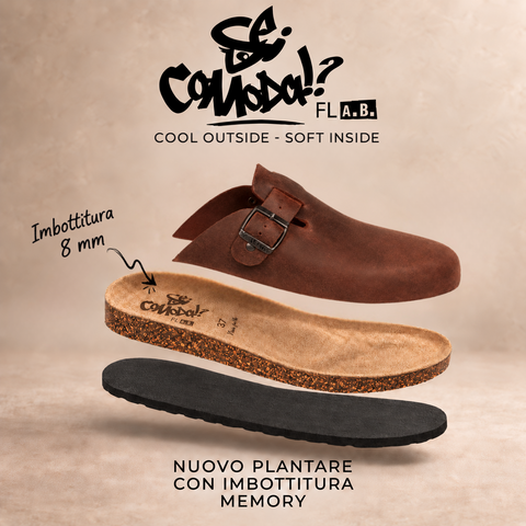 Sabot Clog in Pelle Scamosciata Con Plantare Morbido