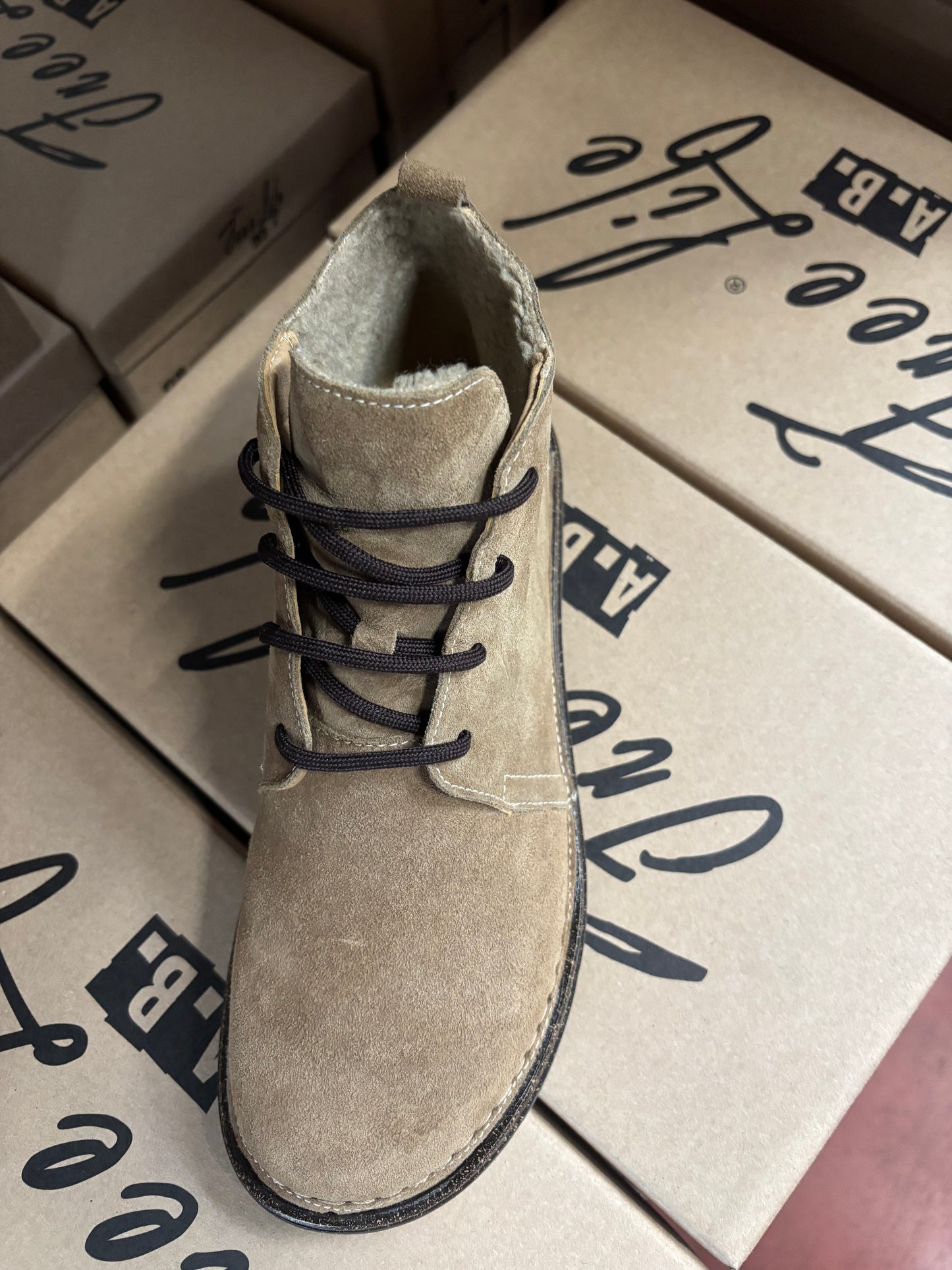 Desert Boot donna scamosciate con fodera in lana Teddy